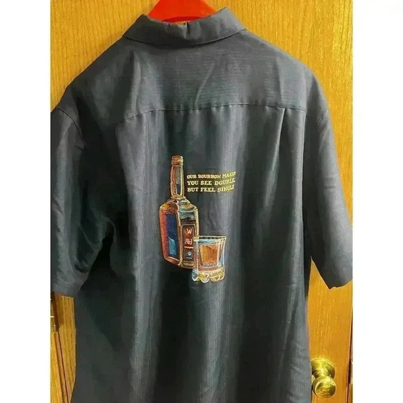 Caribbean Men’s Button Down Bourbon Embroidery Short Sleeve SZ L Mint - Picture 4 of 5